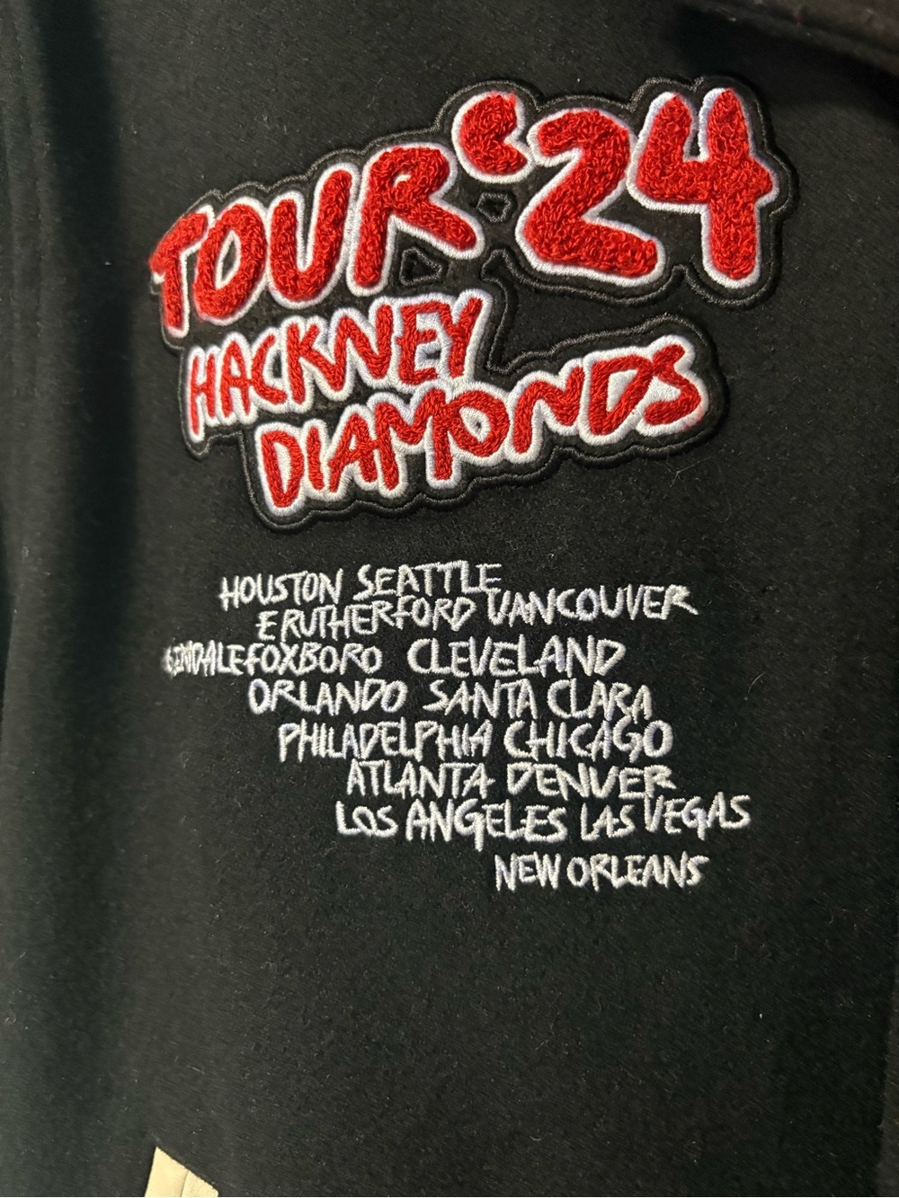 Rolling Stones Limited Edition Black Tour '24 Embroidered Varsity Jacket - Picture 5 of 8